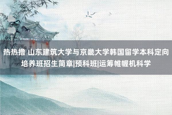 热热撸 山东建筑大学与京畿大学韩国留学本科定向培养班招生简章|预科班|运筹帷幄机科学