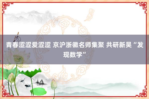 青春涩涩爱涩涩 京沪浙徽名师集聚 共研新吴“发现数学”